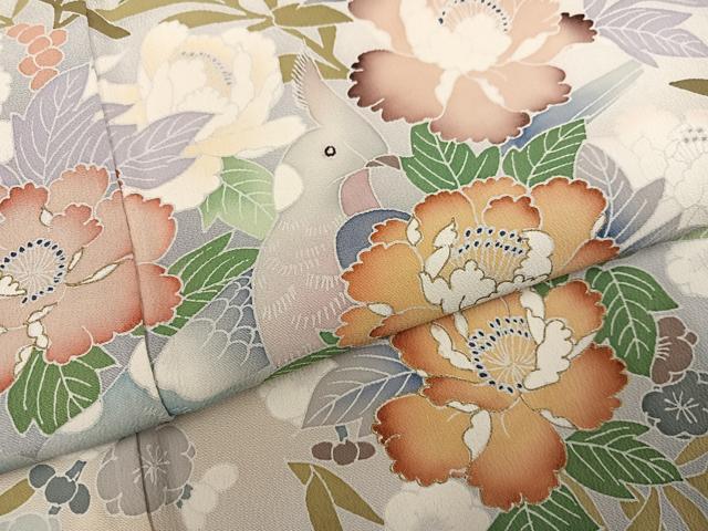 平和屋着物●豪華色留袖　作家物　花鳥文　暈し染め　金彩　正絹　逸品　AABM2662ph