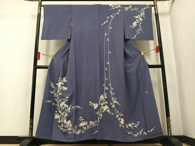 平和屋着物●訪問着　友禅　作家物　枝花文　正絹　逸品　AABM2666ph