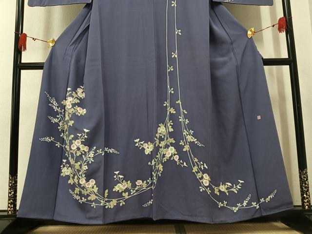 平和屋着物●訪問着　友禅　作家物　枝花文　正絹　逸品　AABM2666ph