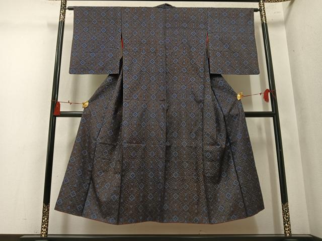 平和屋着物●アンティーク　大正ロマン　本場大島紬　菱文　正絹　逸品　AABM2674ph