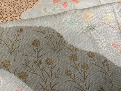 平和屋着物●訪問着　駒刺繍　草花文　金彩　正絹　逸品　未使用　AABM2675ph