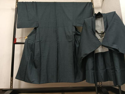 平和屋着物●男性　紬　アンサンブル　100亀甲　正絹　逸品　AABM2677ph