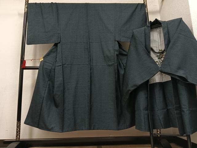 平和屋着物●男性　紬　アンサンブル　100亀甲　正絹　逸品　AABM2677ph