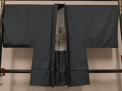 平和屋着物●男性　紬　アンサンブル　100亀甲　正絹　逸品　AABM2677ph