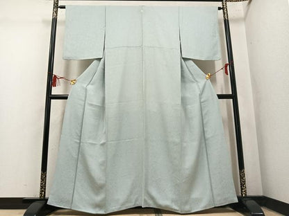 平和屋着物●上質な色無地　霞地紋　白緑色　正絹　逸品　AABM2678ph