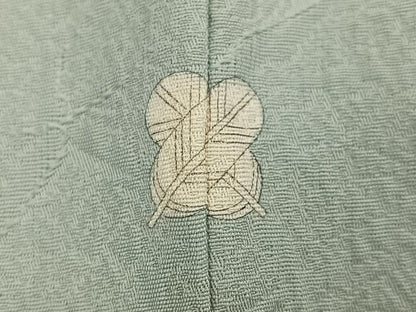 平和屋着物●上質な色無地　霞地紋　白緑色　正絹　逸品　AABM2678ph
