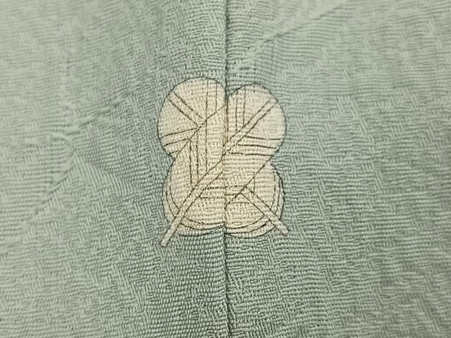 平和屋着物●上質な色無地　霞地紋　白緑色　正絹　逸品　AABM2678ph