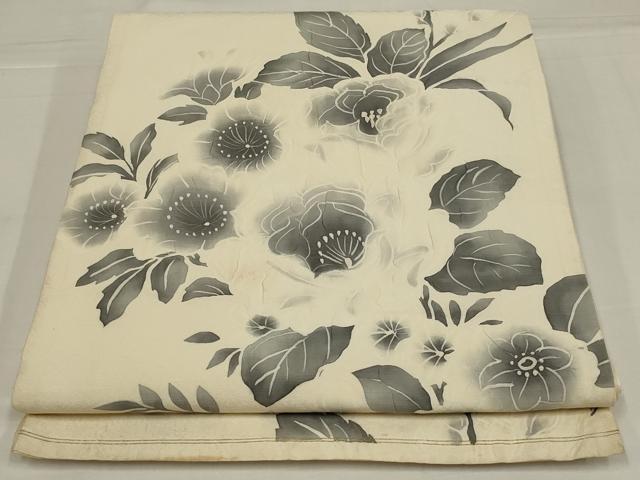 平和屋着物◎六通柄袋帯　作家物　ろうけつ染　草花文　正絹　逸品　AABM2682ou