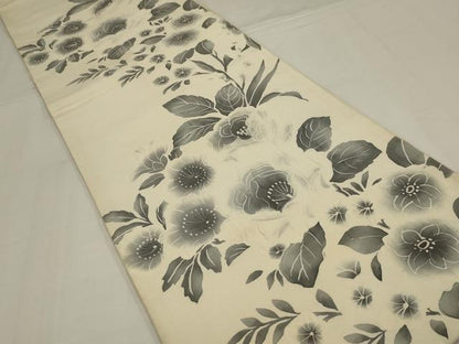 平和屋着物◎六通柄袋帯　作家物　ろうけつ染　草花文　正絹　逸品　AABM2682ou