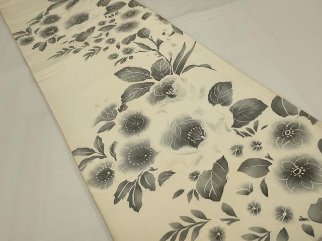 平和屋着物◎六通柄袋帯　作家物　ろうけつ染　草花文　正絹　逸品　AABM2682ou