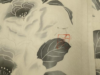 平和屋着物◎六通柄袋帯　作家物　ろうけつ染　草花文　正絹　逸品　AABM2682ou