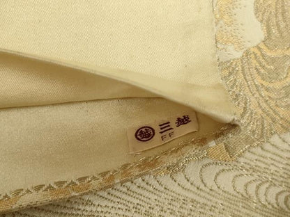 平和屋着物◎六通柄袋帯　花唐草文　金糸　三越扱い　正絹　逸品　AABM2691ou