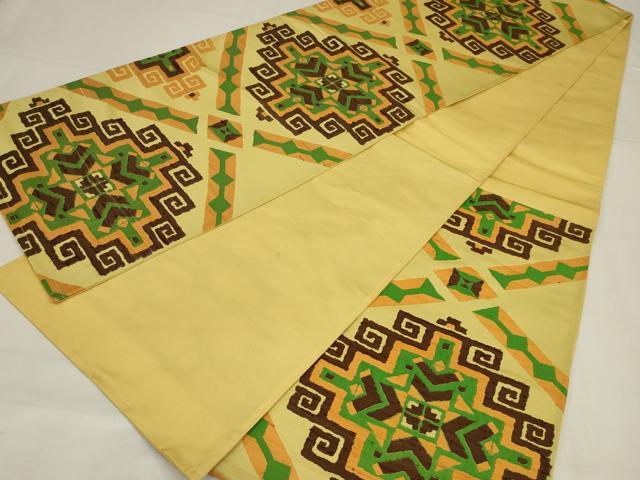平和屋着物◎六通柄袋帯　幾何学文様　正絹　逸品　未使用　AABM2693ou
