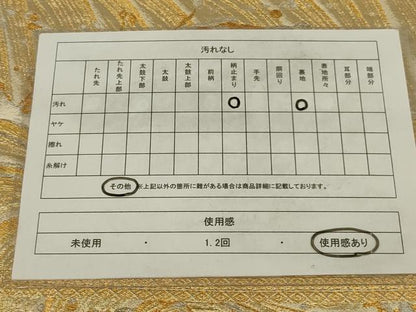 平和屋着物◎六通柄　本袋帯　唐織　立波文　金銀糸　正絹　逸品　AABM2698ou