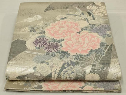 平和屋着物◎六通柄袋帯　唐織　蔓帯花文　プラチナ箔二重織　正絹　逸品　AABM2700ou