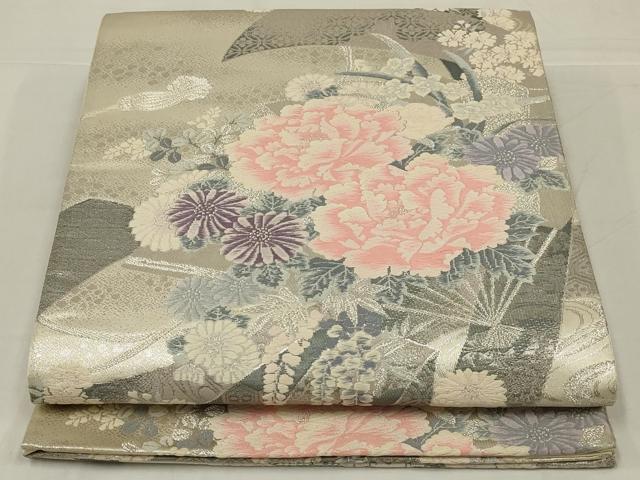 平和屋着物◎六通柄袋帯　唐織　蔓帯花文　プラチナ箔二重織　正絹　逸品　AABM2700ou