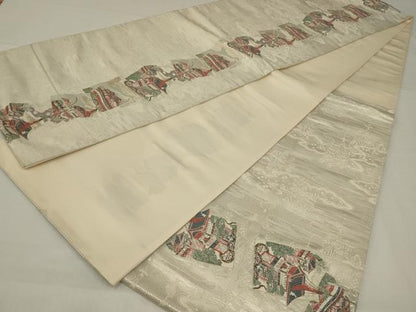 平和屋着物◎六通柄袋帯　唐織　山車　銀糸　正絹　逸品　AABM2701ou