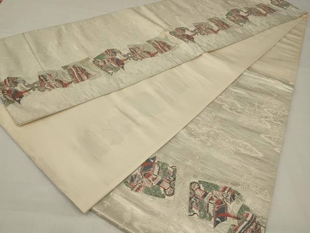 平和屋着物◎六通柄袋帯　唐織　山車　銀糸　正絹　逸品　AABM2701ou
