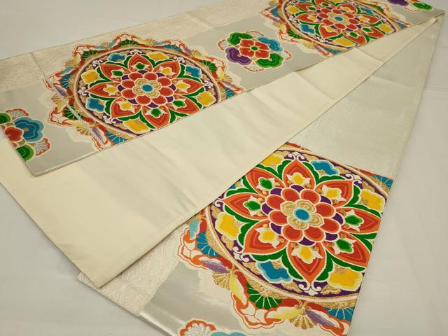 平和屋着物◎六通柄袋帯　唐織　正倉院花文　金銀糸　正絹　逸品　AABM2707ou