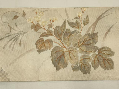 平和屋着物◎九寸名古屋帯　唐織　枝花文　金糸　引箔　正絹　逸品　AABM2708ou