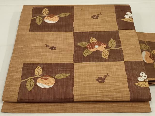 平和屋着物◎九寸名古屋帯　枝花文　正絹　逸品　未使用　AABM2712ou