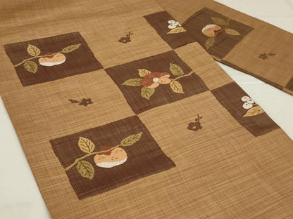 平和屋着物◎九寸名古屋帯　枝花文　正絹　逸品　未使用　AABM2712ou