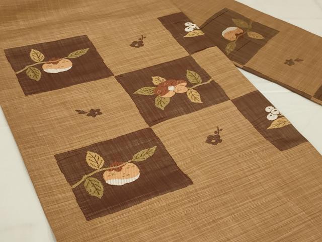 平和屋着物◎九寸名古屋帯　枝花文　正絹　逸品　未使用　AABM2712ou