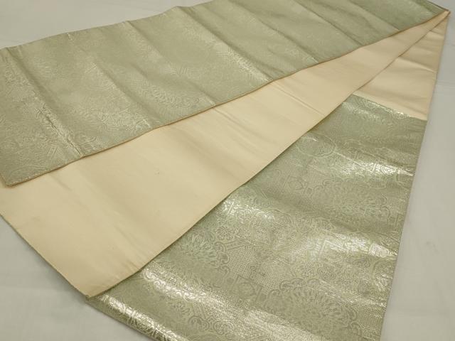 平和屋着物◎六通柄袋帯　正倉院花文　銀糸　正絹　逸品　AABM2714ou
