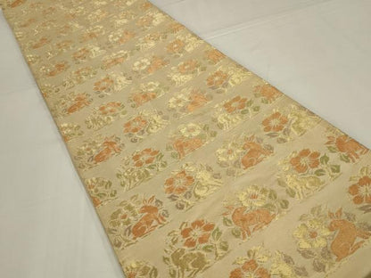 平和屋着物◎六通柄袋帯　兎花文　金糸　正絹　逸品　AABM2716ou