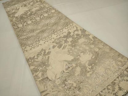 平和屋着物◎六通柄袋帯　唐織　瑞花鳥競譜図　プラチナ箔　正絹　逸品　AABM2717ou
