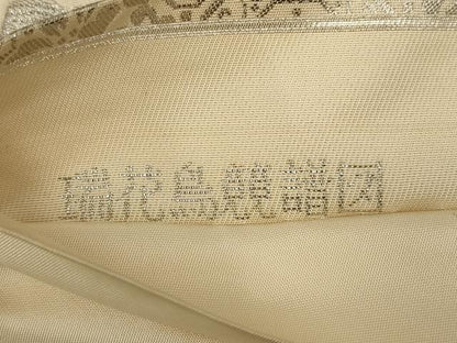 平和屋着物◎六通柄袋帯　唐織　瑞花鳥競譜図　プラチナ箔　正絹　逸品　AABM2717ou