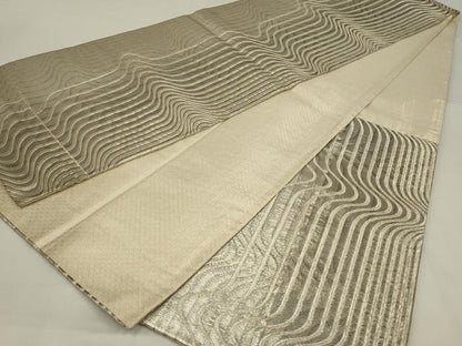 平和屋着物◎佐賀錦　流水文　銀糸　袋帯　正絹　逸品　AABM2718ou
