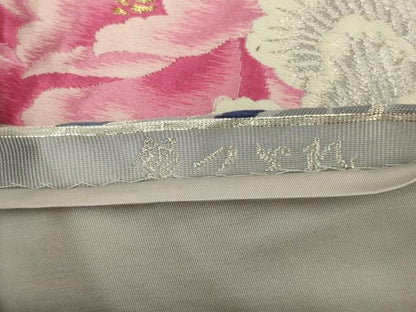 平和屋着物◎六通柄袋帯　唐織　草花文　銀綴れ　金銀彩　正絹　逸品　AABM2720ou