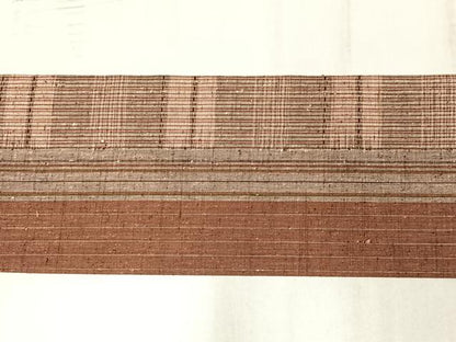 平和屋着物◎九寸名古屋帯　紬地　間道　正絹　逸品　AABM2724bw