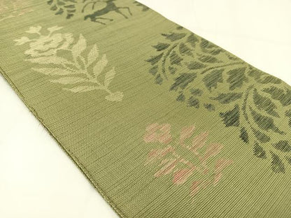 平和屋着物◎半幅帯　紬地　鳥獣花文　正絹　逸品　AABM2728bw