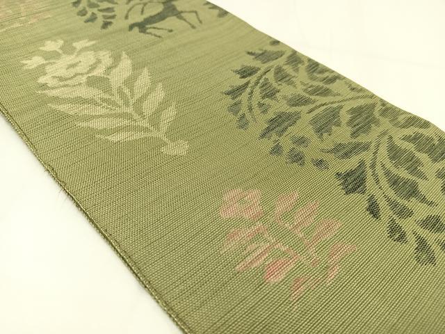 平和屋着物◎半幅帯　紬地　鳥獣花文　正絹　逸品　AABM2728bw