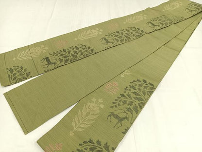 平和屋着物◎半幅帯　紬地　鳥獣花文　正絹　逸品　AABM2728bw