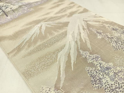 平和屋着物◎六通柄袋帯　唐織　木曽路　銀糸　正絹　逸品　AABM2733bw