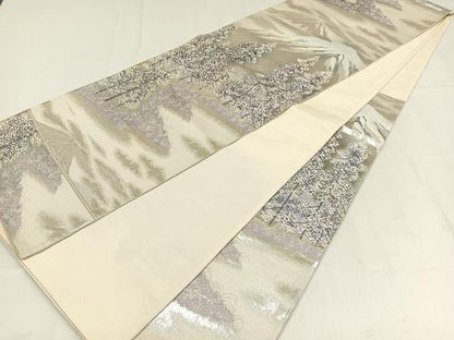 平和屋着物◎六通柄袋帯　唐織　木曽路　銀糸　正絹　逸品　AABM2733bw