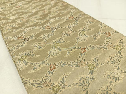 平和屋着物◎半幅帯　霞花文　正絹　逸品　AABM2740bw
