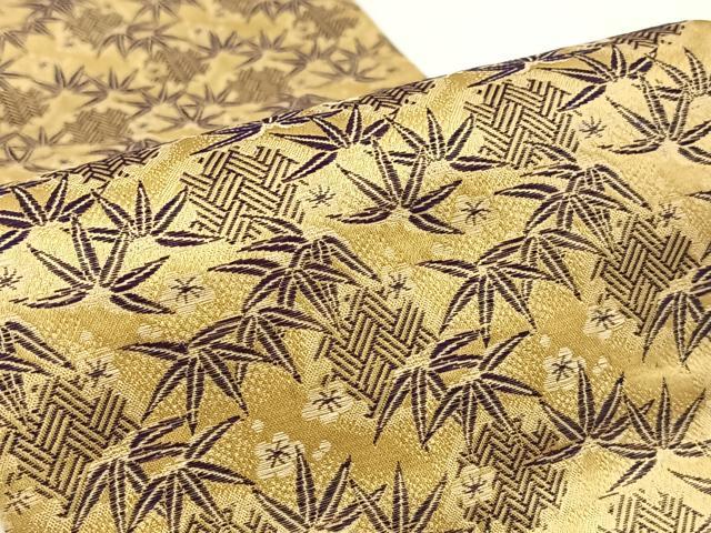 平和屋着物◎アンティーク　大正ロマン　半幅帯　笹梅文　正絹　逸品　AABM2745bw
