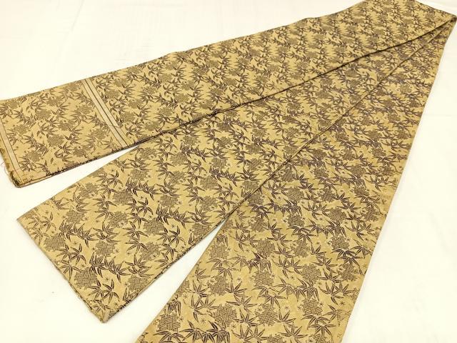 平和屋着物◎アンティーク　大正ロマン　半幅帯　笹梅文　正絹　逸品　AABM2745bw