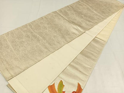 平和屋着物◎太鼓柄袋帯　駒刺繍　束ね熨斗文　正絹　逸品　AABM2747bw