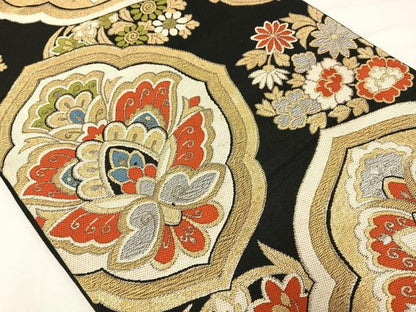平和屋着物◎六通柄　本袋帯　唐織　飾花文　正絹　逸品　AABM2752bw