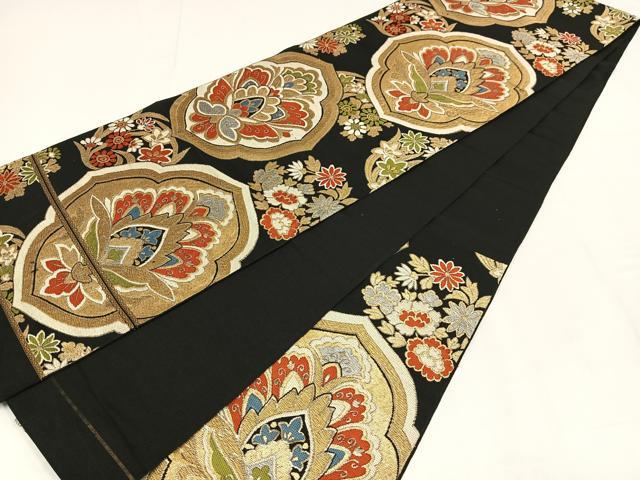 平和屋着物◎六通柄　本袋帯　唐織　飾花文　正絹　逸品　AABM2752bw