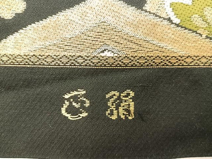 平和屋着物◎六通柄　本袋帯　唐織　飾花文　正絹　逸品　AABM2752bw