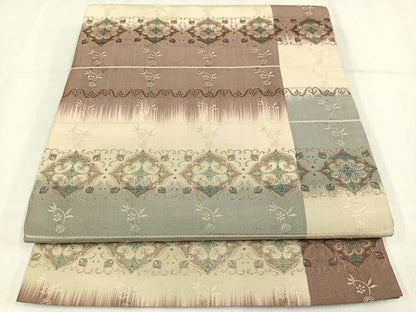 平和屋着物◎全通柄　京袋帯　横段花文　金糸　正絹　逸品　AABM2760bw