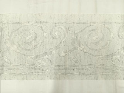 平和屋着物◎八寸名古屋帯　紬地　唐草文　正絹　逸品　AABM2762bw