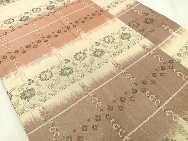 平和屋着物◎全通柄　京袋帯　横段花文　正絹　逸品　AABM2763bw