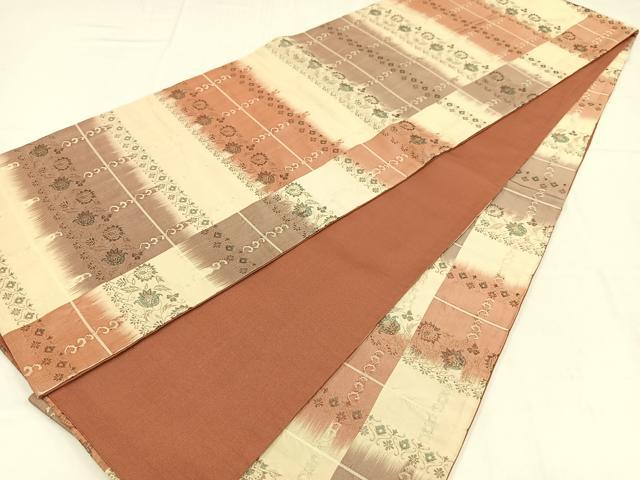 平和屋着物◎全通柄　京袋帯　横段花文　正絹　逸品　AABM2763bw